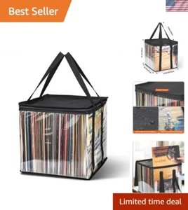 Vinyl Record Storage Box with Lids Travel Vinyl Record Case Holds up to 50+ L... - Picture 1 of 10