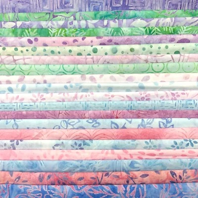 Lunn Fabric Batiks Stash Builder 20 Fat Quarters 100% Cotton FQ Pink Purple 881 - Image 1 of 3