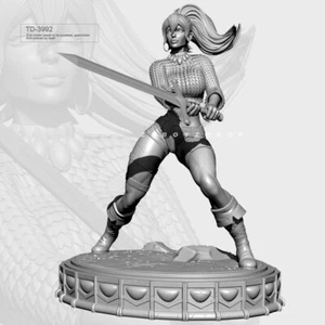 75mm Horse Tail Red-haired Female Swordsman Unpainted Model Kits Unassembled - Picture 1 of 3
