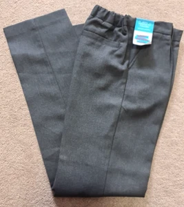 John Lewis Boys Regular Fit Adjustable Waist School Trousers Age 11 Long - Grey - Picture 1 of 3