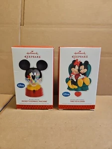 Set 2:2013 Hallmark Keepsake Ornament ~MICKEY'S GUMBALL MACHINE & Two To A Chair - Picture 1 of 12