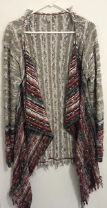 Gimmicks by BKE cotone maglia grossa maglione arcobaleno aperto davanti cardigan boho taglia L - Foto 1 di 11