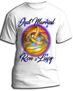  Airbrush Painted  Wedding Rings Hoodie Shirt Hat Backpack Tag Mug Coaster - Picture 1 of 11