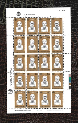 Grk Chipre 1980 - Europa CEPT - Notables chipriotas - CY 533-534 - Shts completos - MNH Foto 1 de 4
