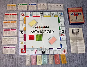 1935 Parker Brothers MONOPOLY Game WOODEN PIECES Complete* PATENTS Rare TOKENS - Picture 1 of 23