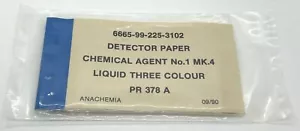 British Military NBC Detector Paper, No.1, Mk4 Liquid, Three Colour, PR378A - Picture 1 of 3