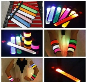 SLAP WRIST BAND BANGLE BRACELET LED glow light up FOR Running Cycling flashing - Picture 1 of 28