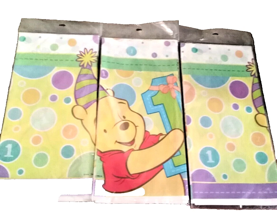 3  Party Winnie The Pooh Plastic Table Cover Disney Hallmark  Tablecloth 54x102 - Image 1 of 1