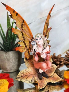 Fantasy Autumn Fall Forest Monk Fairy Fae Blowing Wish Bubbles Figurine - Picture 1 of 9