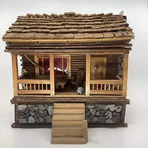 Vintage Handgefertigte Volkskunst Holz Schmuck Box mit Schublade Blockhaus Veranda 11 Zoll - Bild 1 von 22