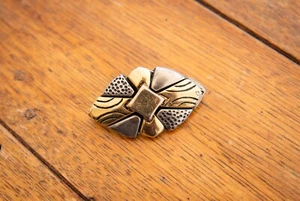 Vintage - Cover Belt Buckle - Embellishment - Mixed Metal - Hand Crafted - Picture 1 of 2