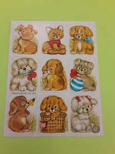 vintage 70s Brandywine Art cute puppies sticker sheet - Picture 1 of 1
