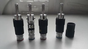 4x Hifi Lautsprecherkabel Draht Banane Rhodium Terminal Stecker Schloss Design - Bild 1 von 4