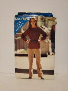 Top Slacks Pants Butterick 3404 See & Sew Sewing Pattern A 8 10 12 VTG - Picture 1 of 3