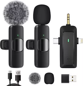 Lavalier Mikrofon 4 in 1 Kabellos für iPhone Android Kamera Computer Stream C239 - Bild 1 von 7