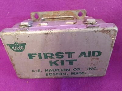 Vintage Halco 1st Aid Kit, Wall Hung, Industrial, Steel. Original Contents. - Image 1 of 4