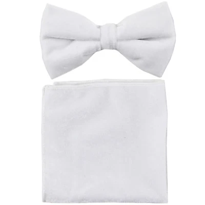 Nueva pajarita formal de poliéster preatada para hombre_hankie blanco terciopelo boda graduación Foto 1 de 3