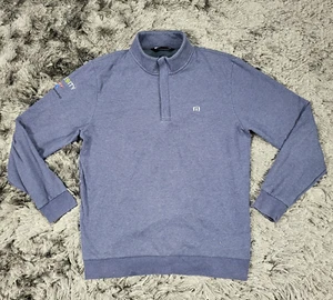 Sudadera de golf Travis Mathew para hombre mediana azul algodón cohesidad 1/4 cremallera pulóver - Imagen 1 de 21