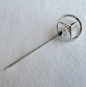 Mercedes Benz Car Accessory 925 Silver Sapphire Anniversary Necktie Tie Pin Clip - Picture 1 of 12