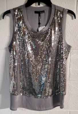 Ro & De Nordstrom 背心吊带银色亮片 S 码 — 第 1/4 张图片