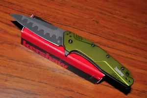 KERSHAW 1812 COLTELLO DIVIDENDO - OLIVA, COMPOSITO BOHLER N90 LAMA MADE IN USA - Foto 1 di 9