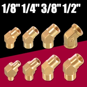1/8" 1/4" 3/8" 1/2" BSP Male / Female Brass Elbow Connector 45 Degree Thread - Picture 1 of 13