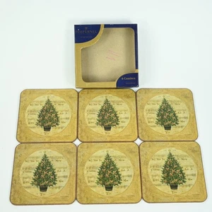 Pimpinela Juego de 6 Posavasos Árbol Festivo Te Deseamos Una Feliz Navidad Corcho Espalda - Imagen 1 de 7