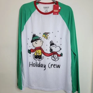 Charlie Brown Christmas Sleep Shirt NWT Mens Large Holiday Crew Snoopy Woodstock - Picture 1 of 7