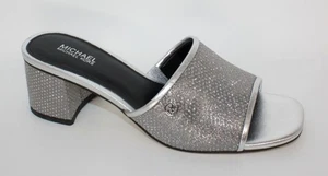 NEU Michael Kors Damen Silber Blockabsatz Pantoletten Größe 6,5 M - Bild 1 von 5