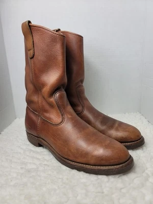 Vtg 80's Red Wing Pecos 189 Men 9C Brown Leather Pull-On Work Western Boots Rare - Image 1 of 4