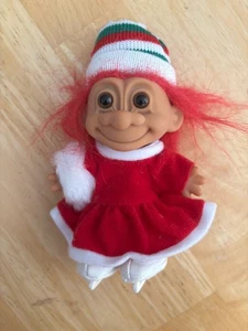 Vintage Russ Red Hair Christmas Winter Wonderland Ice Skater Girl Troll Doll - Picture 1 of 4