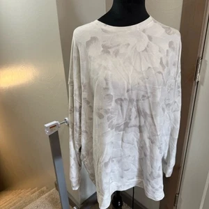 Athleta Balance Pullover Sweatshirt Soft Oatmeal Chakra Floral Bluff Weiß XL - Bild 1 von 8