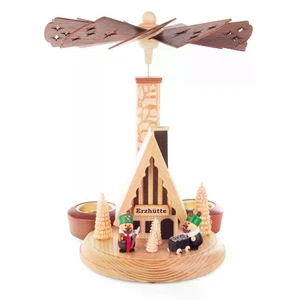 Pirámide de incienso con cabaña de mineral, dos mineros y velas de té altura 26 cm NUEVO  - Imagen 1 de 2