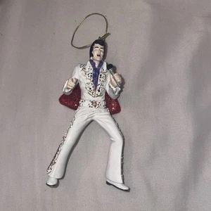 KSA ELVIS® EN MONO BLANCO con CAPA ROJA BRILLANTE ADORNO DE NAVIDAD ELVIS PRESLEY - Imagen 1 de 2