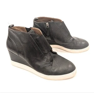 L. Paola Felicia Damen-Stiefeletten schwarz Leder Keilabsatz seitlicher Reißverschluss Größe 8,5 - Bild 1 von 10