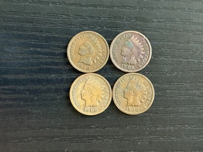 1900 Indian Head Penny One Cent Coin 1c 4x - ME3408 - Image 1 of 2