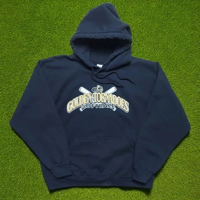 Sudadera con Capucha De Colección Y2K Geneva Tornados Dorados Softbol L Negra Geneva College Ohio Foto 1 de 4