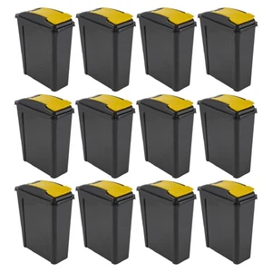 [Set of 24] 25L Plastic Recycle Bin & Lift Top Lid Kitchen Home Office - UK - Picture 1 of 12