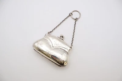 Antica piccola borsa da donna in argento sterling marcata Birmingham 1918 - Immagine 1 di 4