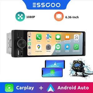 Autoradio ESSGOO CarPlay Android Auto 6,36" 1 DIN Bluetooth Audio FM +CAM - Foto 1 di 15