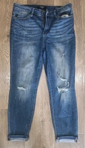 Judy Blue Relaxed Fit Jeans Straight Leg Mid Rise Distressed Blue Womens Size 31 - Picture 1 of 10