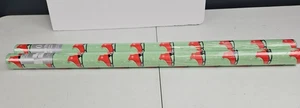 2 Rolls Heavy Weight Gift Wrap Green with Red Ice Skates 40 Sq Ft Each - Picture 1 of 4