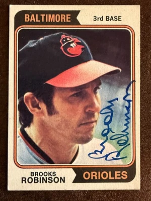 1974 Topps Brooks Robinson #160 Autographed Baseball Card - Sharp! - Image 1 of 4