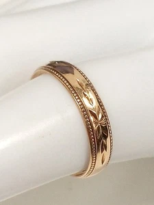 Vintage 9ct Yellow 375 Gold Ring Detailed Etching Hallmarked N1/2 1.91g - Picture 1 of 15