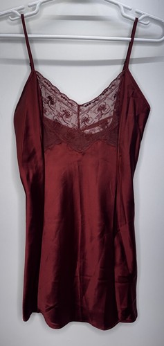 UNDERCOVER Camicia da notte vintage Victorias Secret marrone ruggine pizzo raso slip dress S