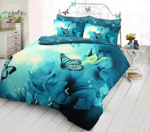 Juego de cama edredón edredón floral reversible de lujo tamaño individual mariposa - Imagen 1 de 1