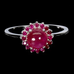 925 Sterling Silver Ring Round Ruby 6mm Natural Gemstone Jewelry Size 7.5 - Picture 1 of 13