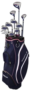 Left Hand Women Wilson Profile Navy/Pink with Cart Bag Complete Set Graphite New - Picture 1 of 6