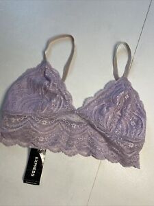 Express Women’s Small Lilac Purple Lace Wireless Lightly Lined No Pad Bralette