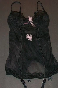 NWT $78 Victoria Secret Black Garter Slip Chemise Babydoll 36B - Picture 1 of 3